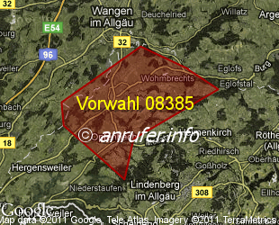 Vorwahlkarte 08385 – Hergatz