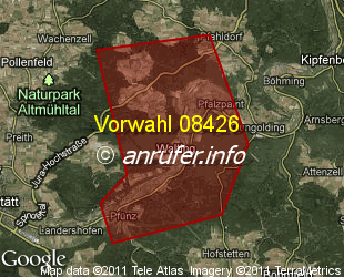 Vorwahlkarte 08426 – Walting Kr Eichstätt