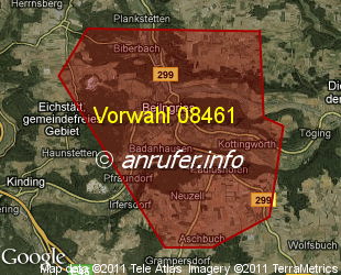 Vorwahlkarte 08461 – Beilngries