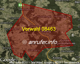 Vorwahlkarte 08463 – Greding