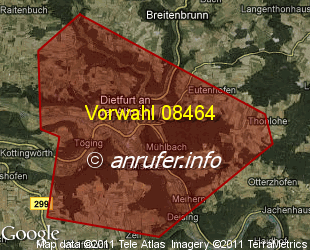Vorwahlkarte 08464 – Dietfurt a d Altmühl