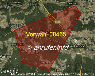 Vorwahlkarte 08465 – Kipfenberg