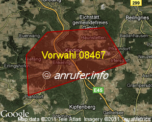 Vorwahlkarte 08467 – Kinding