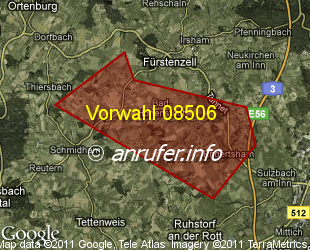 Vorwahlkarte 08506 – Bad Höhenstadt