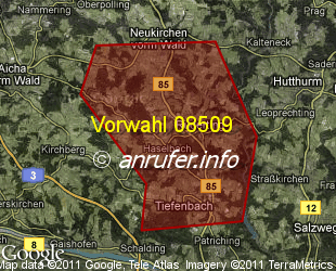 Vorwahlkarte 08509 – Ruderting