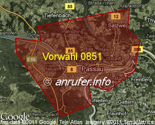 Vorwahlkarte 0851 – Passau