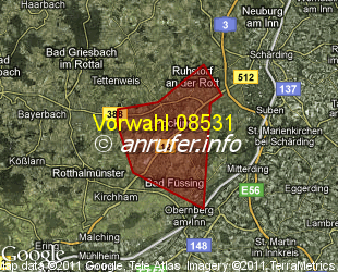 Vorwahlkarte 08531 – Pocking