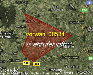 Vorwahlkarte 08534 – Tettenweis