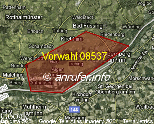 Vorwahlkarte 08537 – Bad Füssing-Aigen