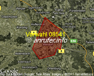 Vorwahlkarte 08541 – Vilshofen Niederbay