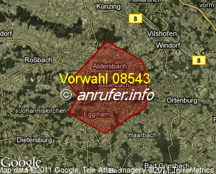 Vorwahlkarte 08543 – Aidenbach