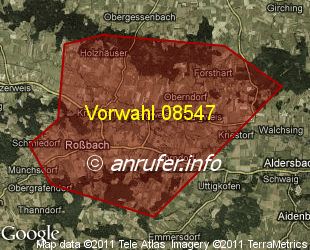 Vorwahlkarte 08547 – Osterhofen-Gergweis