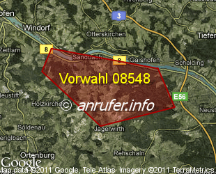 Vorwahlkarte 08548 – Vilshofen-Sandbach