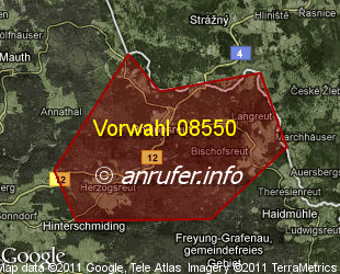 Vorwahlkarte 08550 – Philippsreut