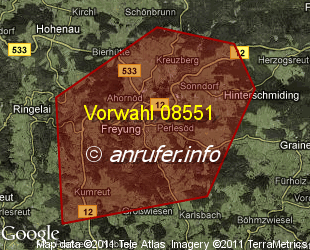 Vorwahlkarte 08551 – Freyung