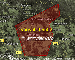 Vorwahlkarte 08552 – Grafenau Niederbay