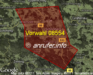 Vorwahlkarte 08554 – Schönberg Niederbay