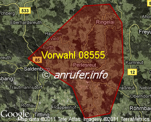 Vorwahlkarte 08555 – Perlesreut