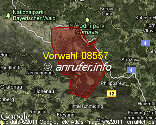 Vorwahlkarte 08557 – Mauth