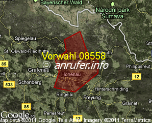 Vorwahlkarte 08558 – Hohenau Niederbay