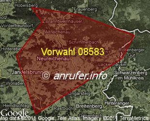 Vorwahlkarte 08583 – Neureichenau