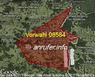 Vorwahlkarte 08584 – Breitenberg Niederbay