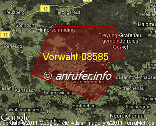 Vorwahlkarte 08585 – Grainet