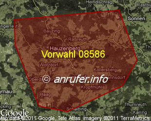 Vorwahlkarte 08586 – Hauzenberg