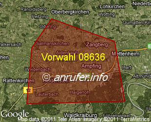 Vorwahlkarte 08636 – Ampfing