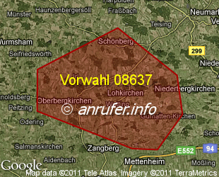 Vorwahlkarte 08637 – Lohkirchen