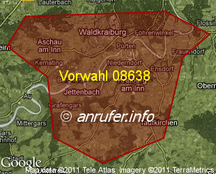 Vorwahlkarte 08638 – Waldkraiburg