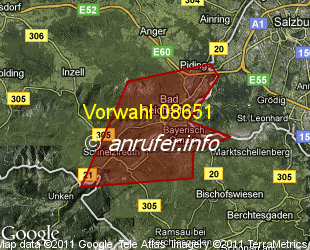 Vorwahlkarte 08651 – Bad Reichenhall