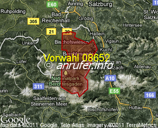 Vorwahlkarte 08652 – Berchtesgaden