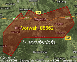 Vorwahlkarte 08662 – Siegsdorf Kr Traunstein