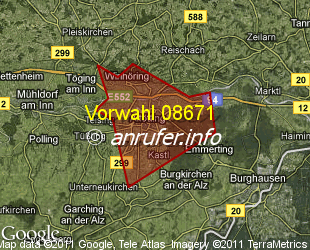 Vorwahlkarte 08671 – Altötting