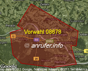 Vorwahlkarte 08678 – Marktl