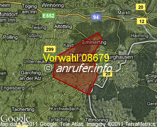 Vorwahlkarte 08679 – Burgkirchen a d Alz