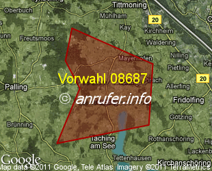Vorwahlkarte 08687 – Taching-Tengling