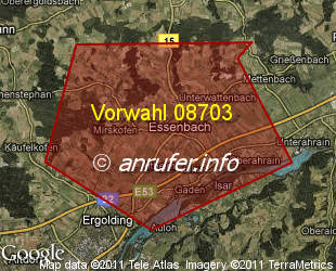 Vorwahlkarte 08703 – Essenbach