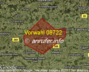 Vorwahlkarte 08722 – Gangkofen