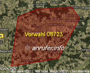 Vorwahlkarte 08723 – Arnstorf