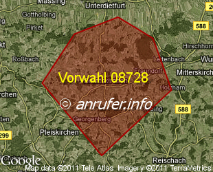 Vorwahlkarte 08728 – Geratskirchen