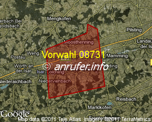 Vorwahlkarte 08731 – Dingolfing