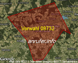 Vorwahlkarte 08732 – Frontenhausen