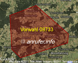 Vorwahlkarte 08733 – Mengkofen