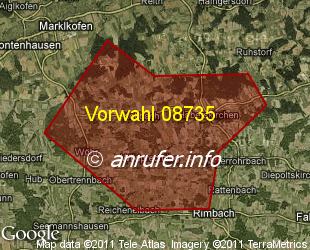 Vorwahlkarte 08735 – Gangkofen-Kollbach