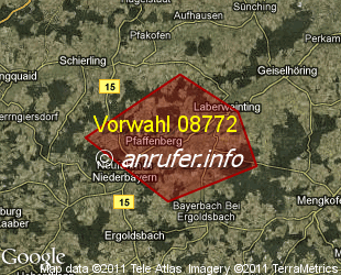Vorwahlkarte 08772 – Mallersdorf-Pfaffenberg