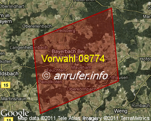 Vorwahlkarte 08774 – Bayerbach b Ergoldsbach