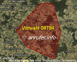 Vorwahlkarte 08784 – Hohenthann