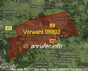 Vorwahlkarte 08802 – Huglfing